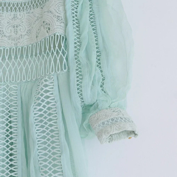 Zimmerman Rhythm Spiral Empire Dress Mint Green Lace & Chiffon Dress Size 0 - Picture 3 of 16
